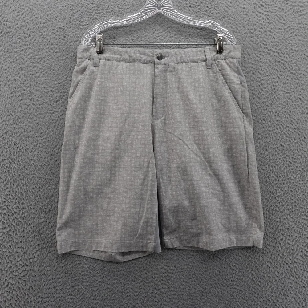 Adidas Performance Golf Shorts Size 34x10 Gray Plaid Mens Lightweight Stretch